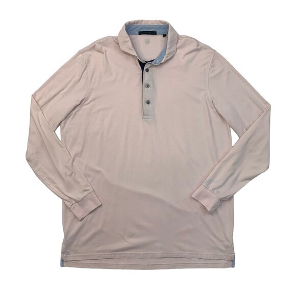 Greyson Polo Shirt Mens L Large Light Pink Long Sleeve Cotton Blend Ribbed Cuffs - Picture 1 of 10